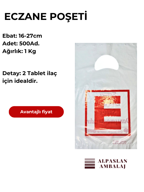 ECZANE POŞETİ 16 X 27CM 500ADET 1KG