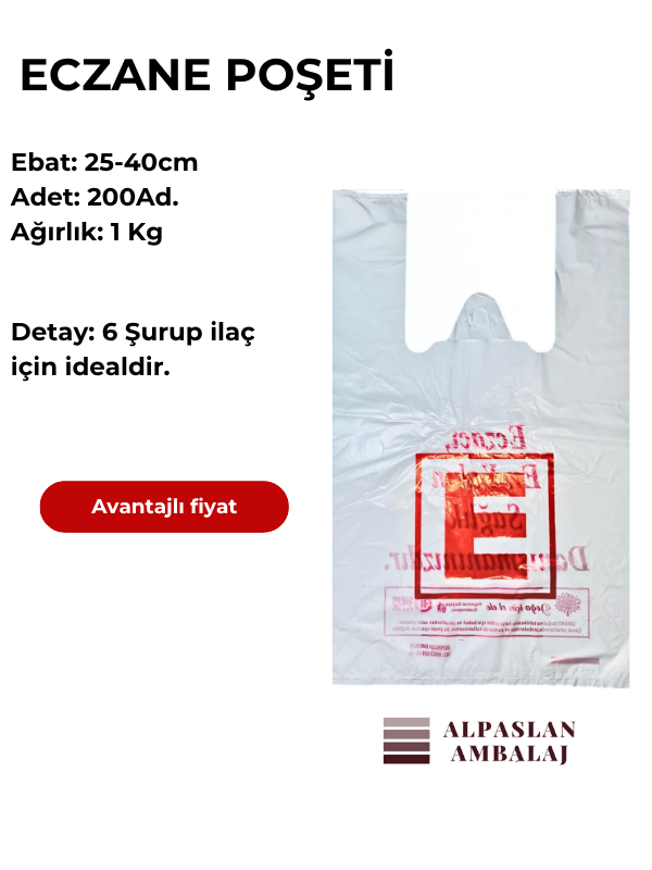 ECZANE POŞETİ 25 X 40CM 200ADET 1KG