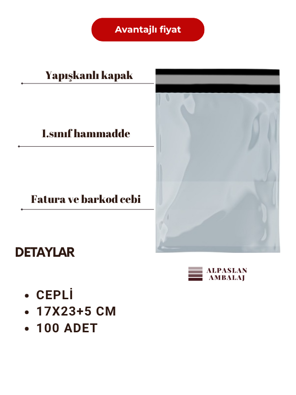 KARGO POŞETİ 17X23+5 (CEPLİ)